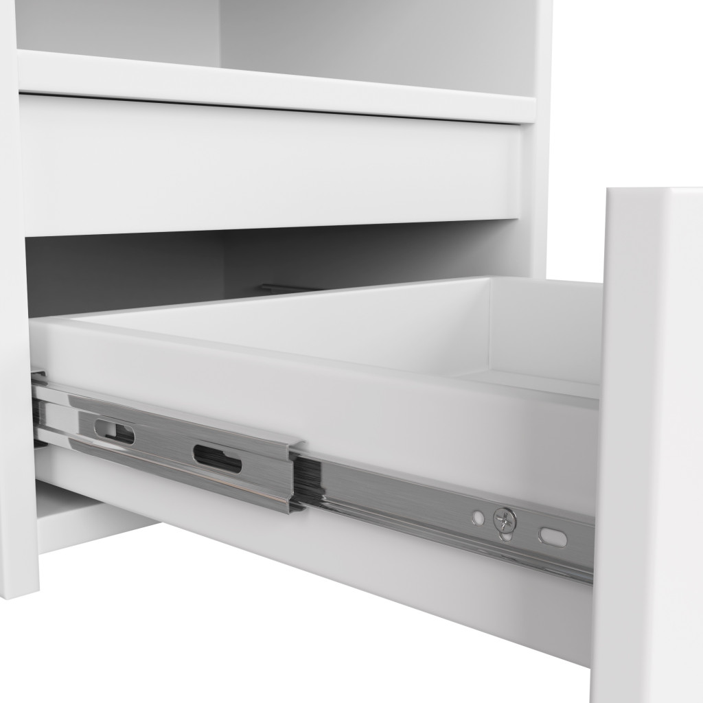 Noptiera cu sertar, PAL laminat, 40x35x40 cm, alb - imagine 6