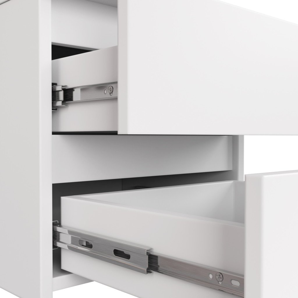 Noptiera cu 3 sertare, PAL laminat 16 mm, 40x35x57 cm, alb - imagine 6