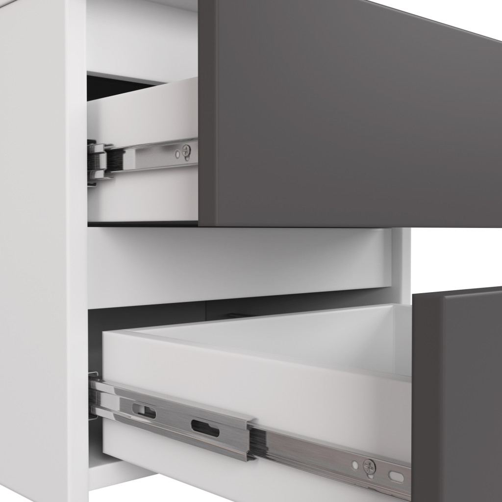 Noptiera cu 3 sertare, PAL laminat 16 mm, 40x35x57 cm, alb si gri - imagine 6