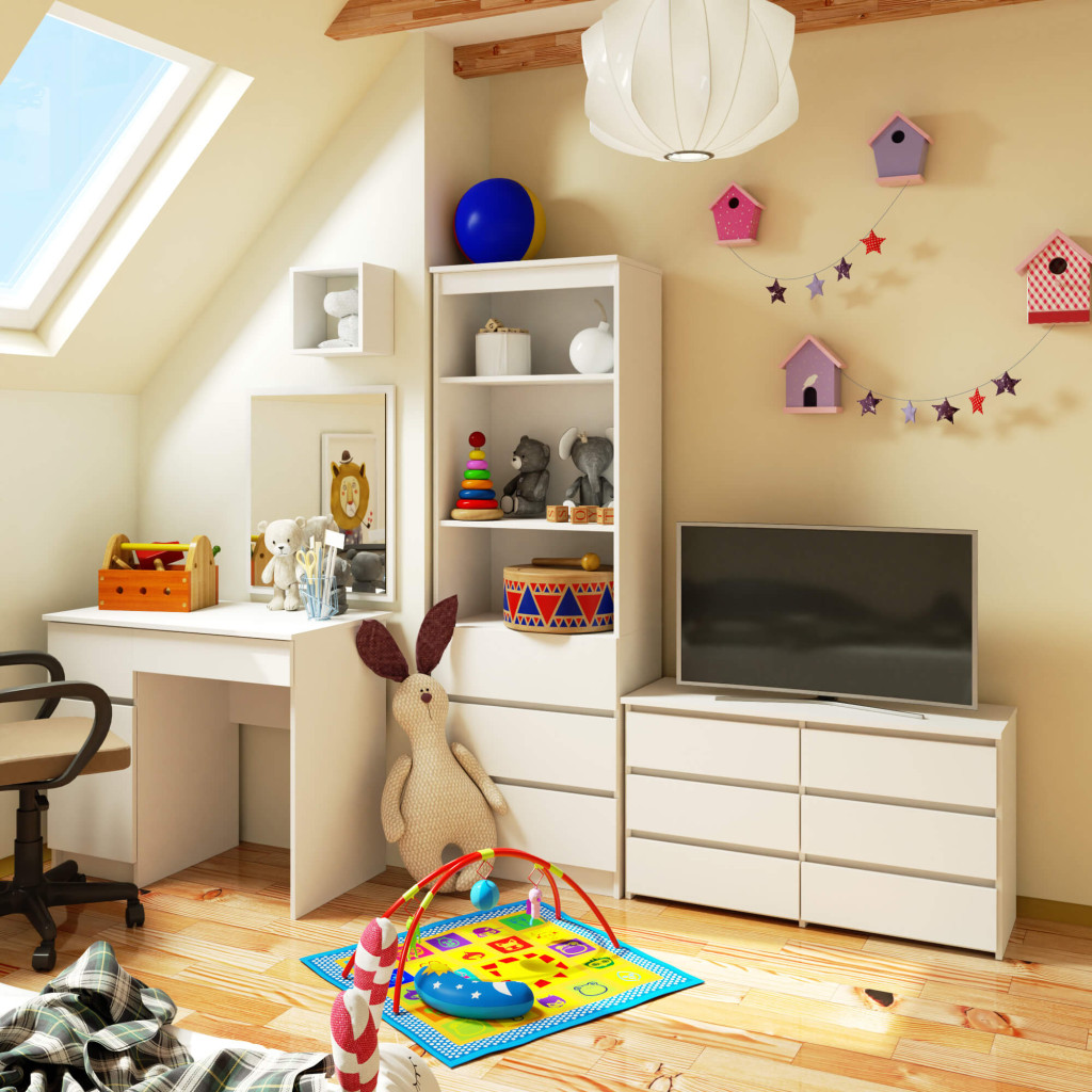 Comoda cu 6 sertare, PAL laminat, 100x35x57 cm, alb mat - imagine 7