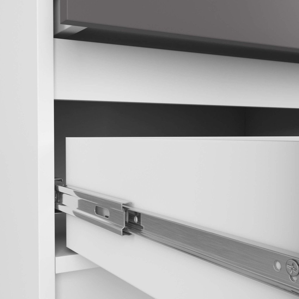 Comoda cu 2 sertare din PAL laminat 16 mm, 60x40x55 cm, alb si gri - imagine 6