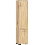 Dulap baie tip coloana cu 2 usi si 5 rafturi, PAL laminat, 30x30x140 cm, stejar artisan