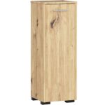 Dulap de baie tip baza, cu usa reversibila si raft interior, PAL 16 mm, 30x30x85 cm, stejar artisan