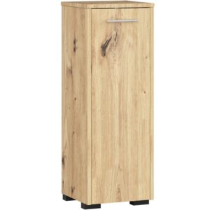 Dulap de baie tip baza, cu usa reversibila si raft interior, PAL 16 mm, 30x30x85 cm, stejar artisan