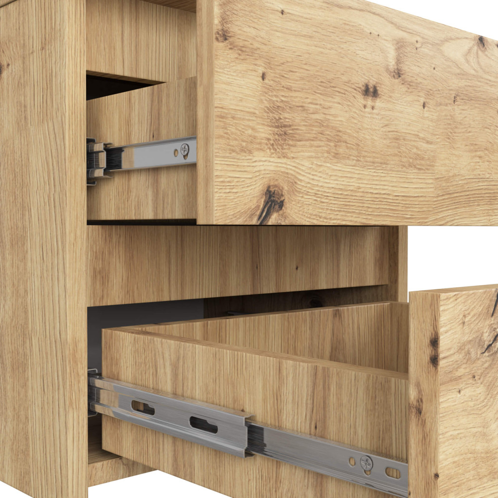 Noptiera cu 2 sertare, din PAL laminat, 40x35x40 cm, stejar artisan - imagine 5