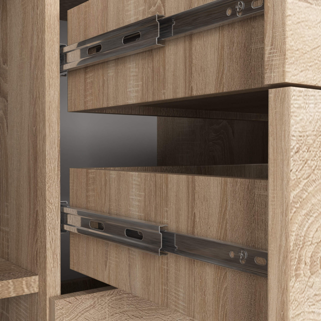 Comoda cu 4 sertare si 2 usi, PAL laminat, 110x35x80 cm, stejar sonoma - imagine 7