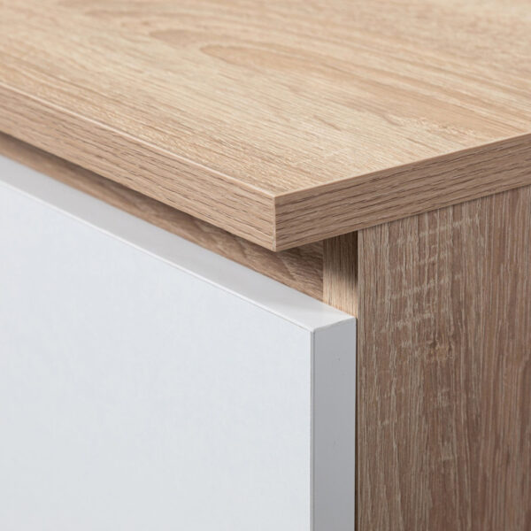 Comoda cu 4 sertare si 2 usi, PAL laminat, 110x35x80 cm, stejar sonoma si alb - imagine 4