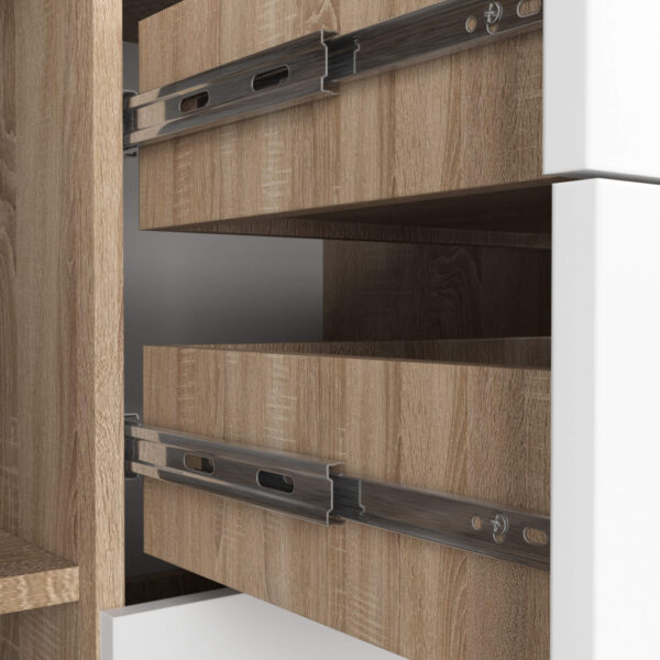 Comoda cu 4 sertare si 2 usi, PAL laminat, 110x35x80 cm, stejar sonoma si alb - imagine 6