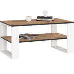 Masuta cafea ALEX cu raft inferior, PAL laminat, 92x53x45 cm, stejar craft si alb
