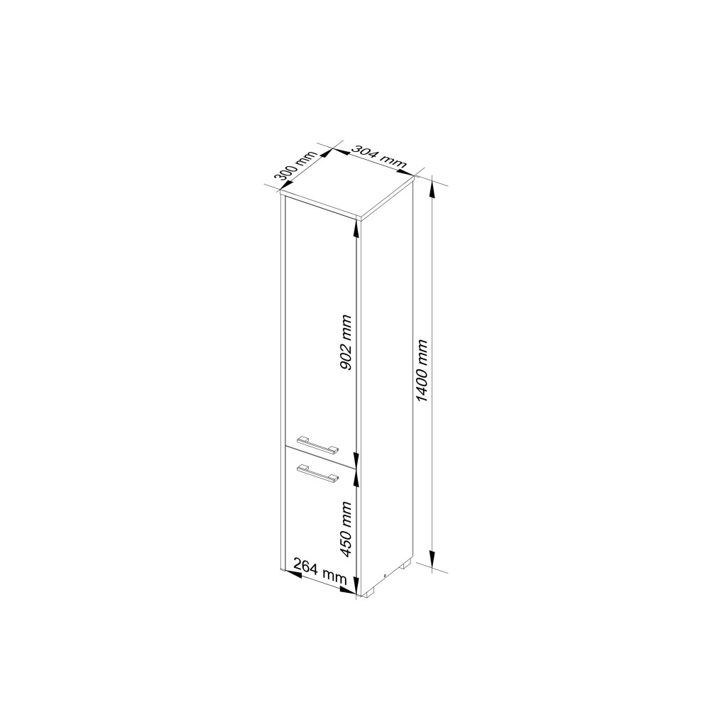 Dulap baie tip coloana cu 2 usi si 5 rafturi, PAL laminat, 30x30x140 cm, alb mat - imagine 3