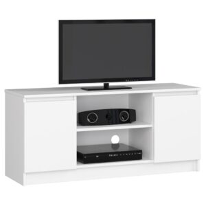 Comoda TV cu 2 usi si o polita, PAL laminat 16 mm, 120x40x55 cm, alb
