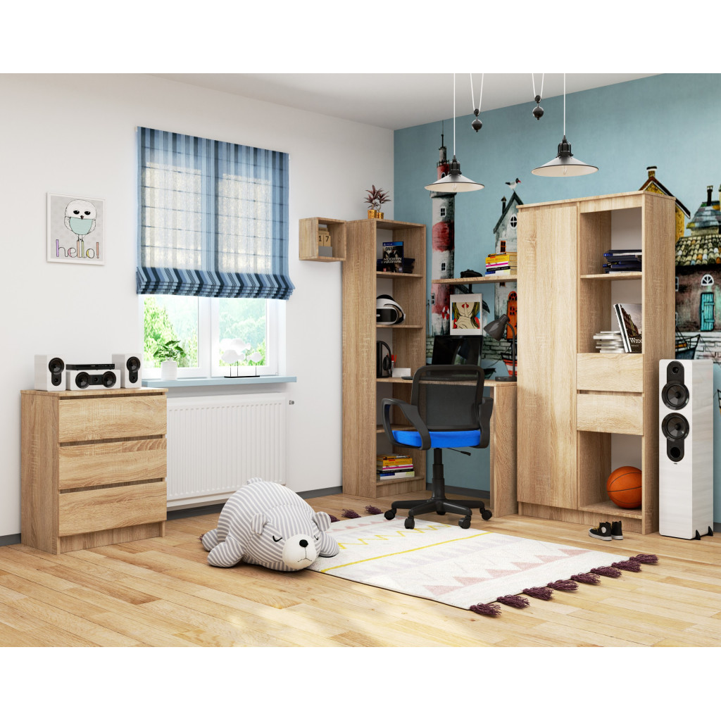 Birou cu rafturi SMART, PAL laminat, 125x50x180 cm, stejar sonoma - imagine 3