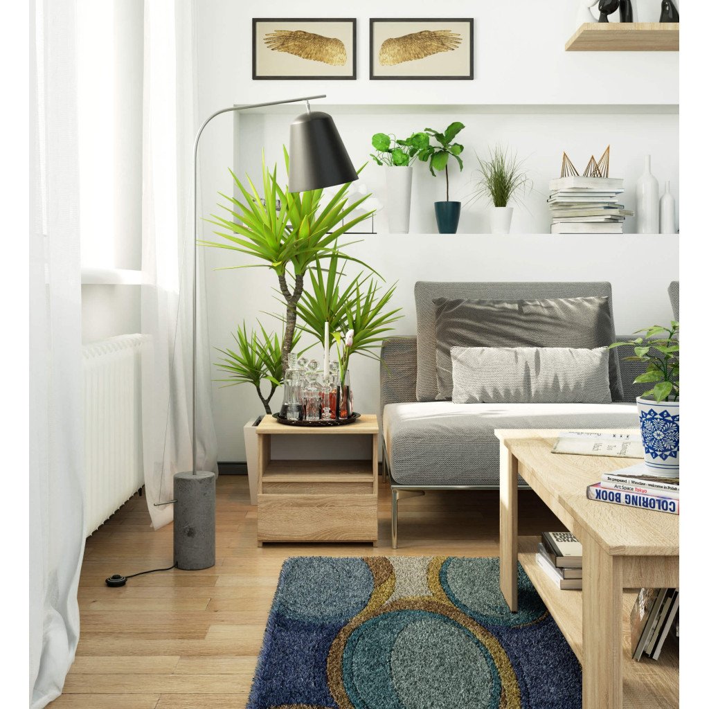 Noptiera cu 1 sertar, PAL laminat 16mm, 40x35x40 cm, stejar sonoma - imagine 4