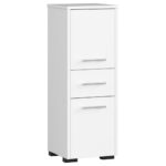 Dulap baie tip coloana cu 2 usi si sertar, PAL laminat, 30x30x85 cm, alb mat