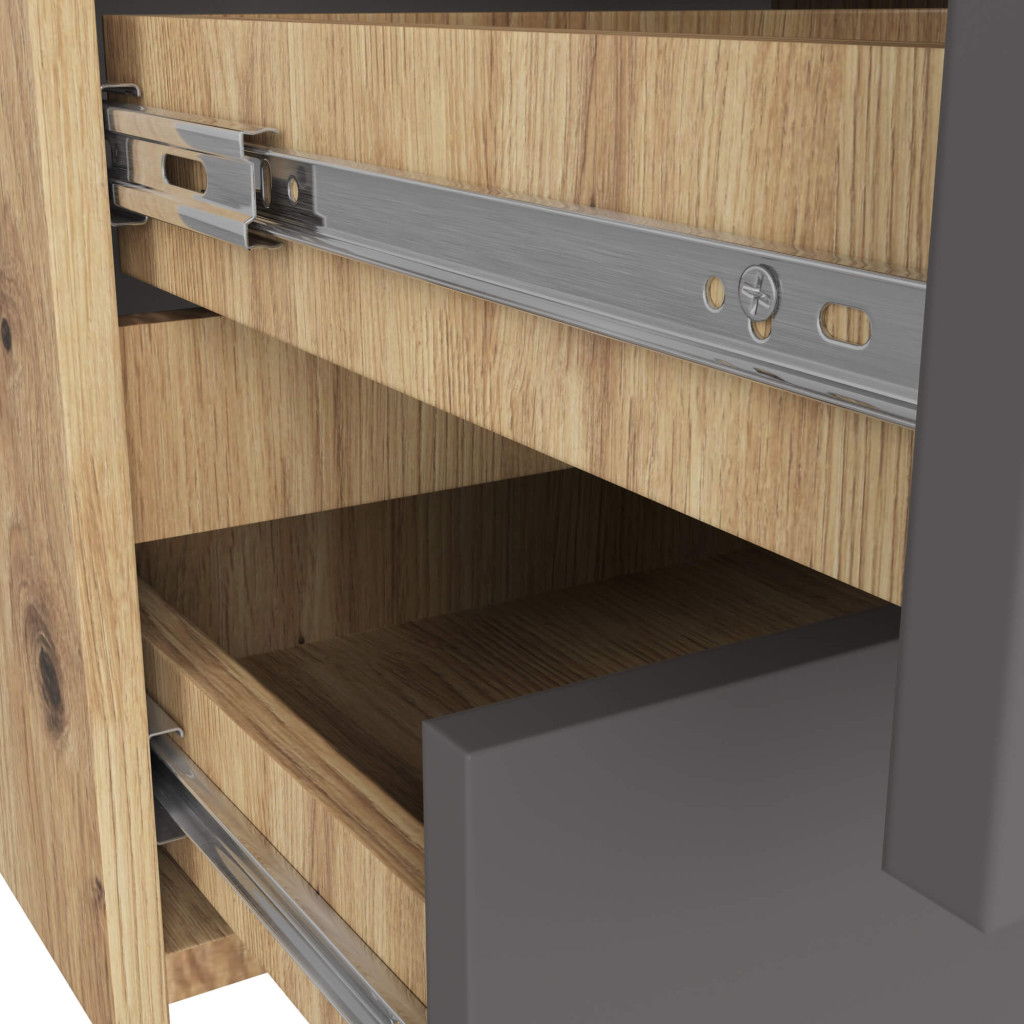 Comoda cu 6 sertare, PAL laminat, 100x35x57 cm, stejar artisan si gri - imagine 2