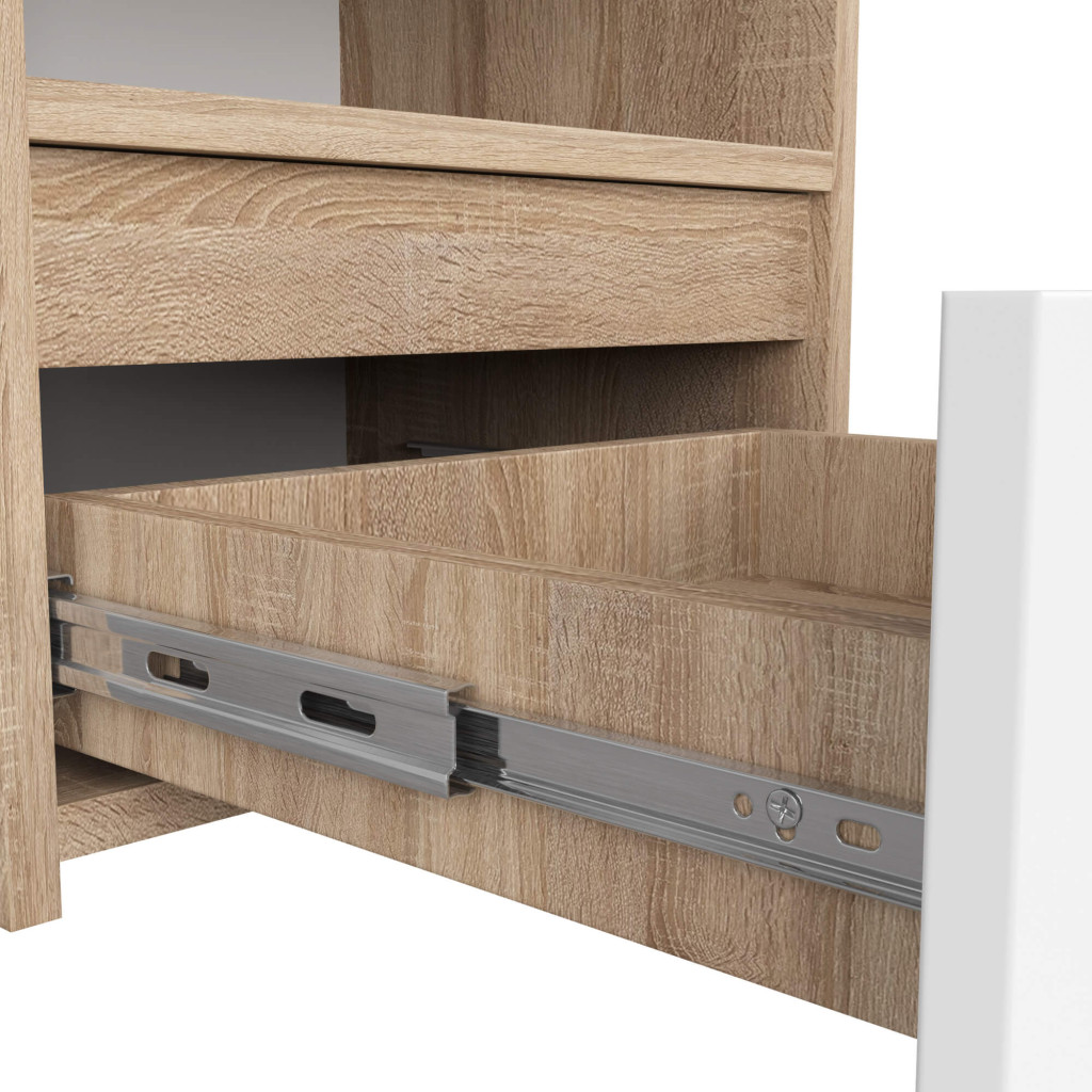 Noptiera cu 1 sertar, PAL laminat 16mm, 40x35x40 cm, stejar sonoma si alb - imagine 6