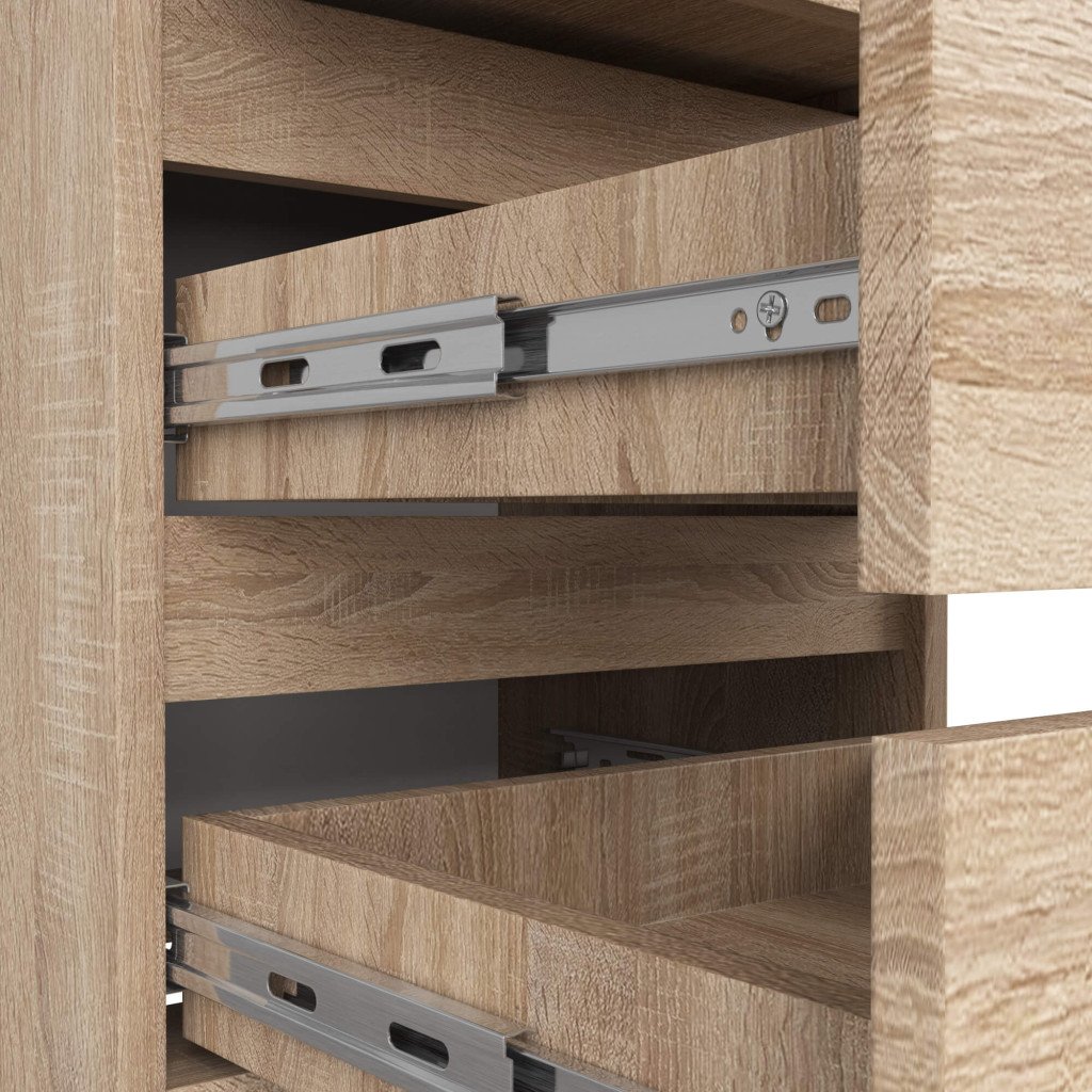 Noptiera cu 3 sertare, PAL laminat 16 mm, 40x35x57 cm, stejar sonoma - imagine 6