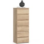 Comoda cu 6 sertare, PAL laminat 16 mm, 40x35x109 cm, stejar sonoma
