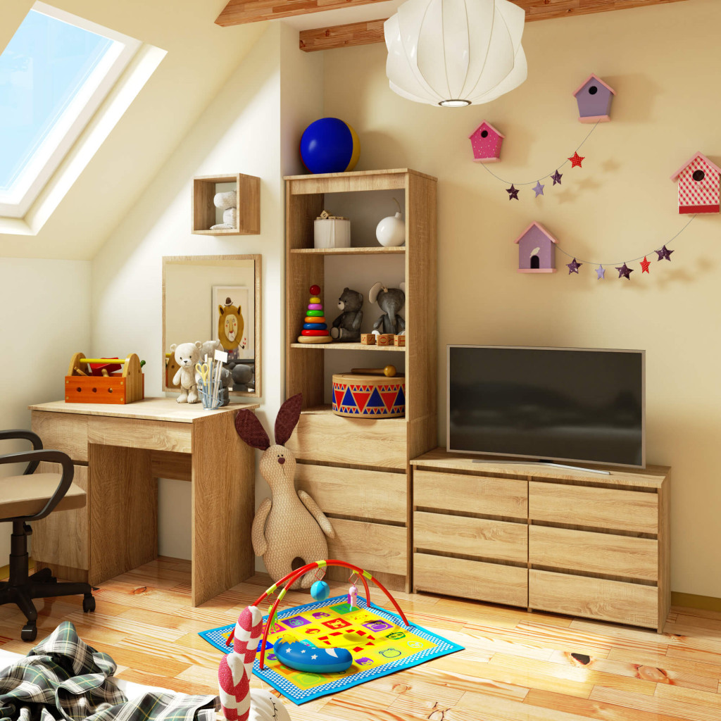 Comoda cu 6 sertare, PAL laminat, 100x35x57 cm, stejar sonoma - imagine 7