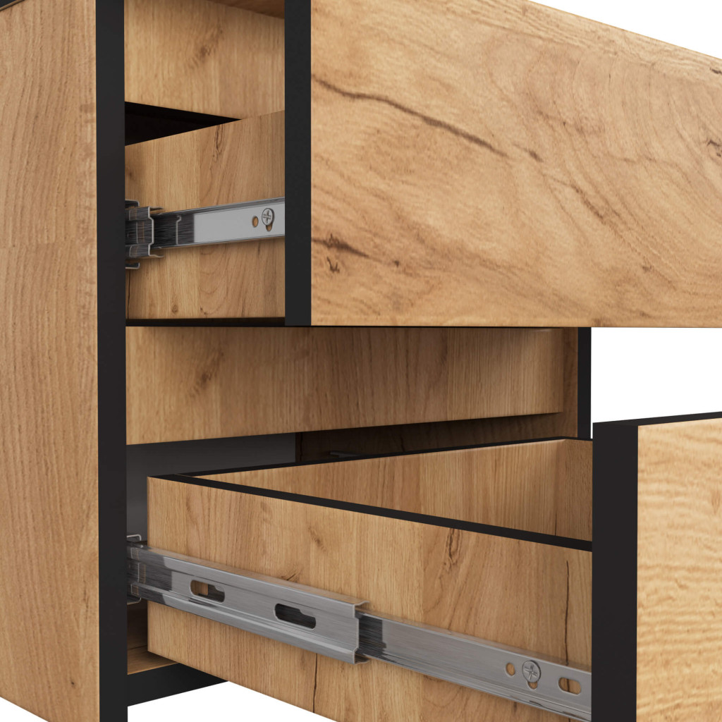 Noptiera cu 2 sertare, din PAL laminat, 40x35x40 cm, stejar craft - imagine 3