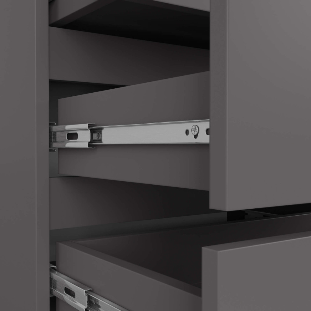 Noptiera cu 3 sertare, PAL laminat, 60x35x57 cm, gri mat - imagine 5