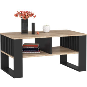 Masuta cafea ROCKFORD, cu blat din PAL, 92x53x45 cm, stejar sonoma si negru