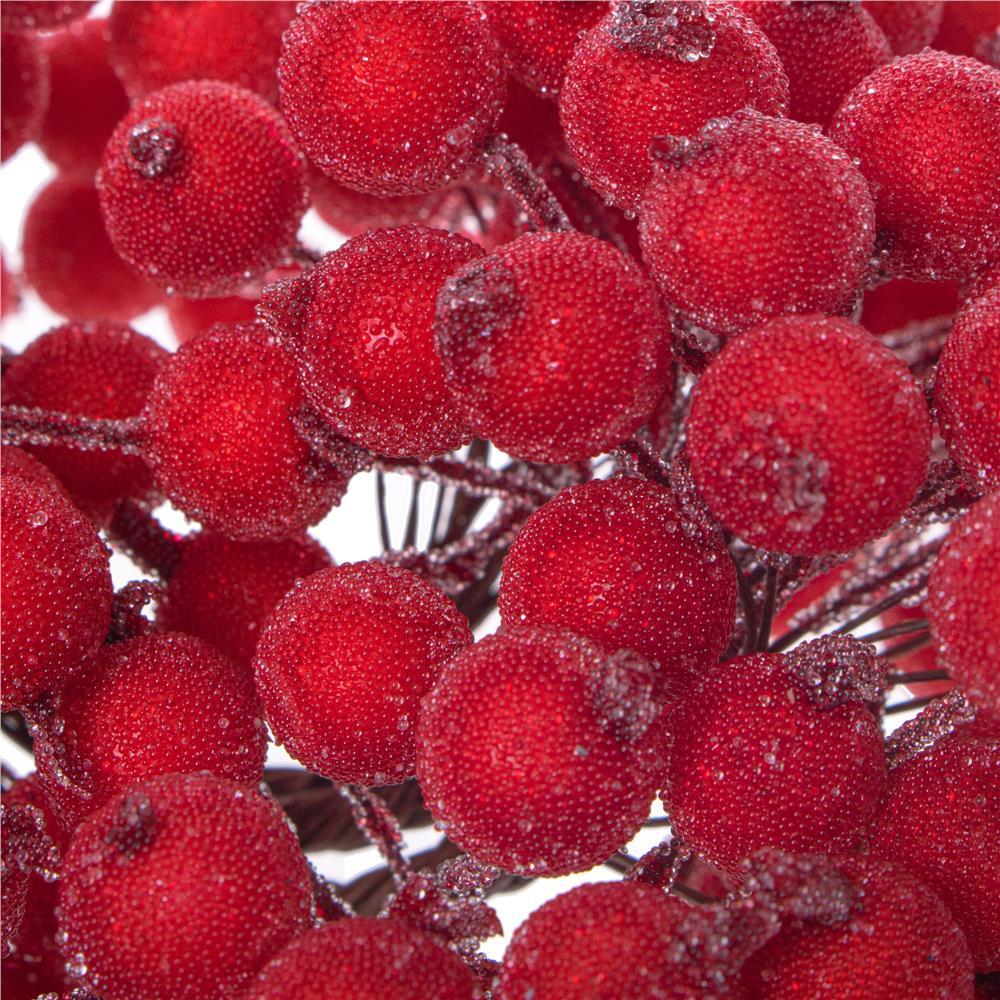 Set decorativ ramuri cu merisoare rosii artificiale inghetate, 15 cm, 200 boabe, rosu - imagine 3