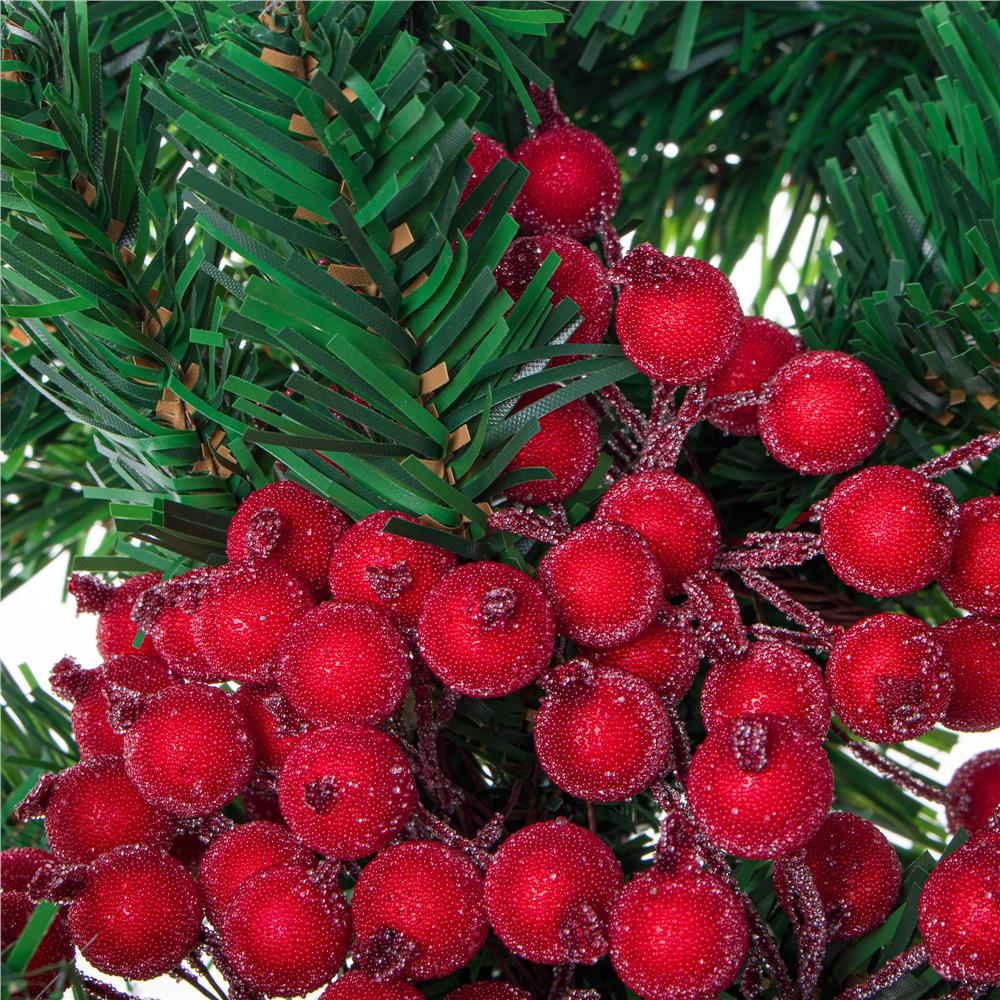Set decorativ ramuri cu merisoare rosii artificiale inghetate, 15 cm, 200 boabe, rosu - imagine 5