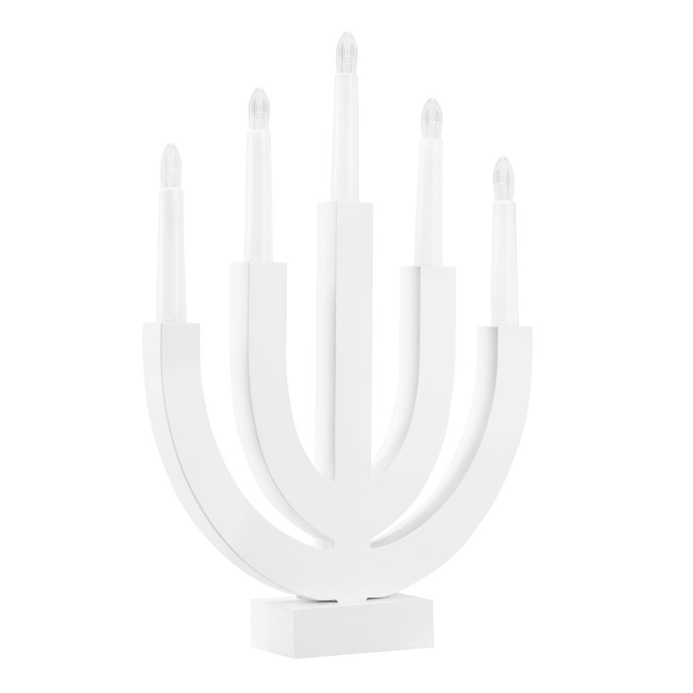 Decoratiune luminoasa tip sfesnic, din lemn, 39 cm, lumina calda, alimentare cu baterii, alb - imagine 10