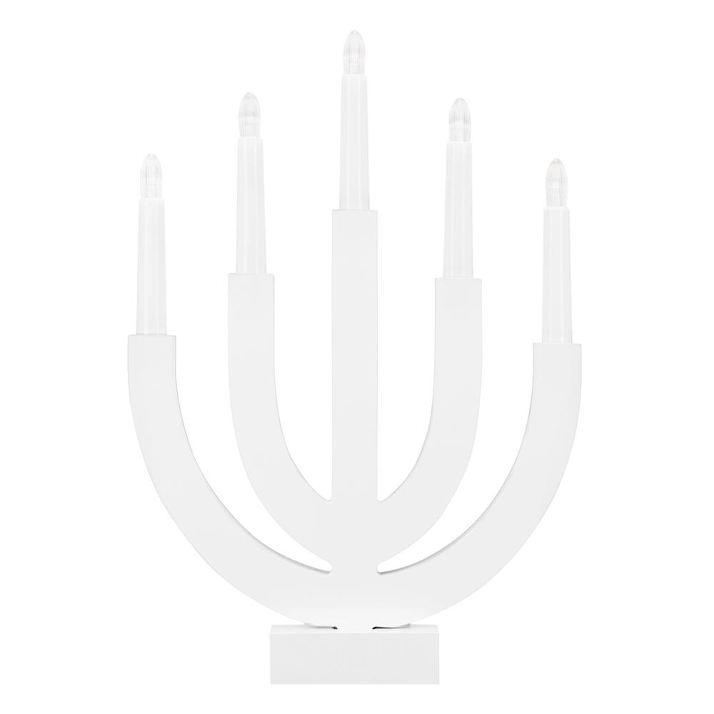 Decoratiune luminoasa tip sfesnic, din lemn, 39 cm, lumina calda, alimentare cu baterii, alb - imagine 9