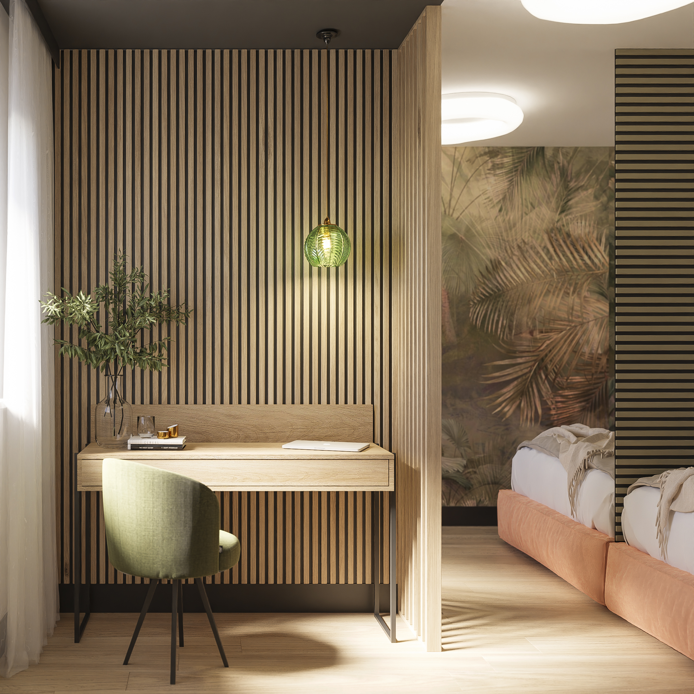 Riflaj perete despartitor MDF, LDA PREMIUM, Stejar Saragossa, 275x58 cm - imagine 9