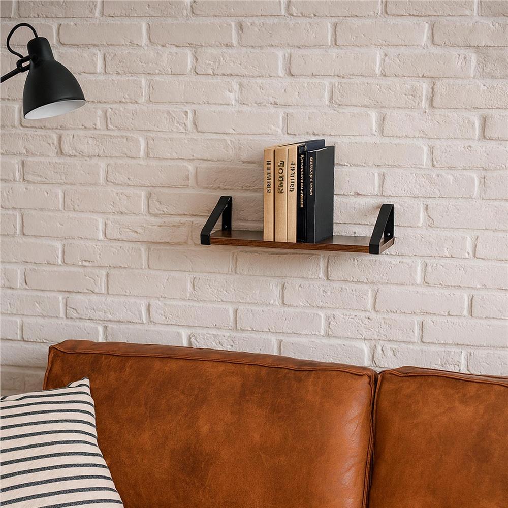 Set 3 rafturi de perete din metal si MDF, 30-35-40x12 cm, negru si maro - imagine 10