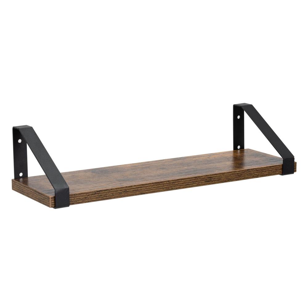 Set 3 rafturi de perete din metal si MDF, 30-35-40x12 cm, negru si maro - imagine 11