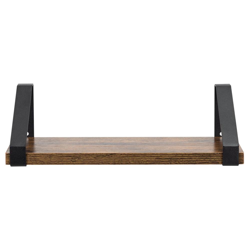 Set 3 rafturi de perete din metal si MDF, 30-35-40x12 cm, negru si maro - imagine 13