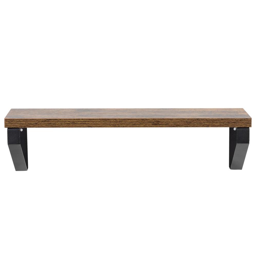 Set 3 rafturi de perete din metal si MDF, 30-35-40x12 cm, negru si maro - imagine 15