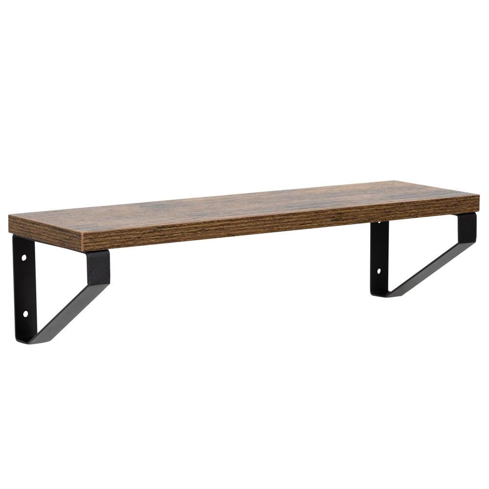 Set 3 rafturi de perete din metal si MDF, 30-35-40x12 cm, negru si maro - imagine 16