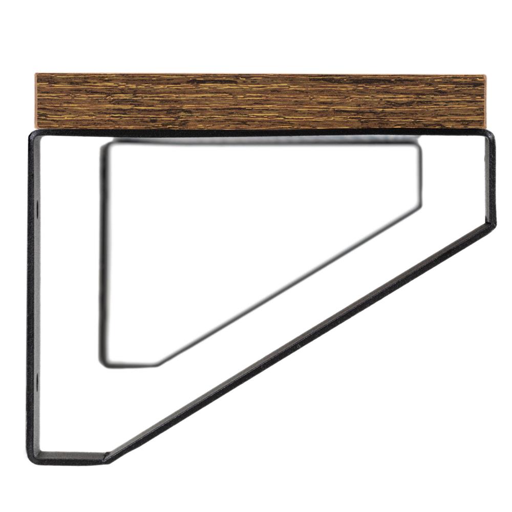 Set 3 rafturi de perete din metal si MDF, 30-35-40x12 cm, negru si maro - imagine 18