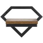 Suport de perete pentru flori, metal si MDF, 25,5x19 cm, negru/maro
