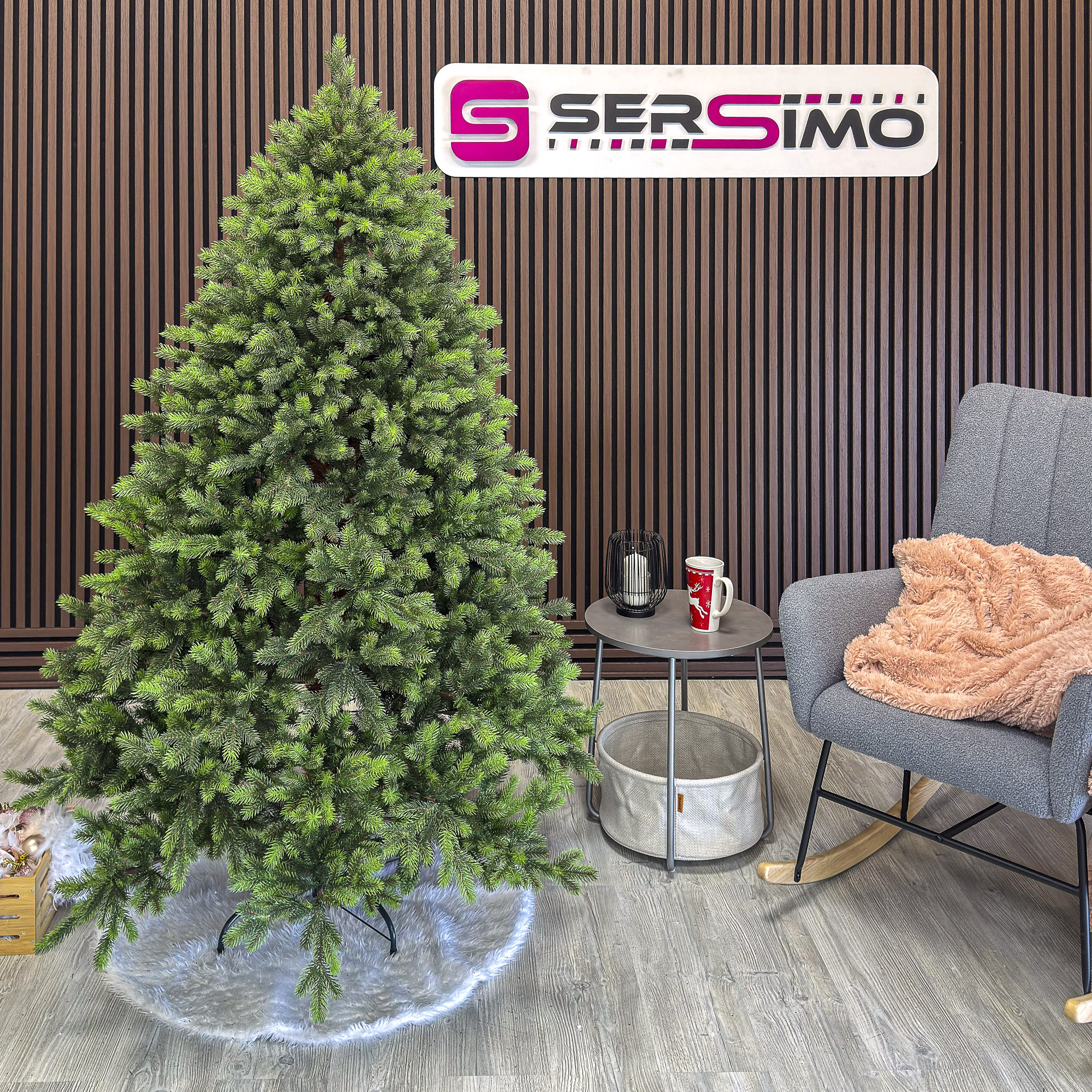 Brad artificial Sersimo, Hollandia, verde cu varfuri verzi, integral 3D, 180 cm - imagine 8