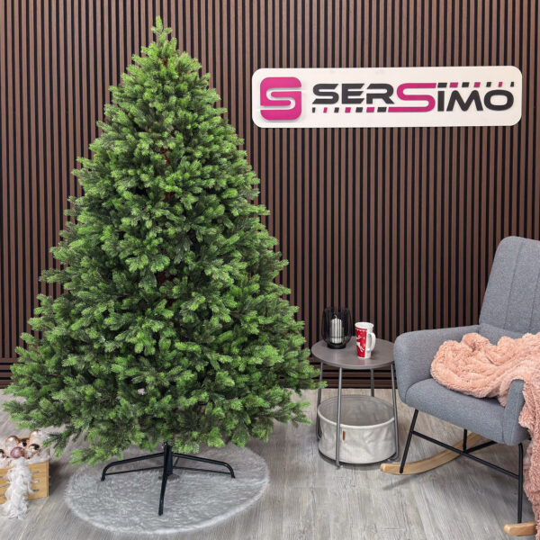 Brad artificial Sersimo, Hollandia, verde cu varfuri verzi, integral 3D, 210 cm - imagine 2