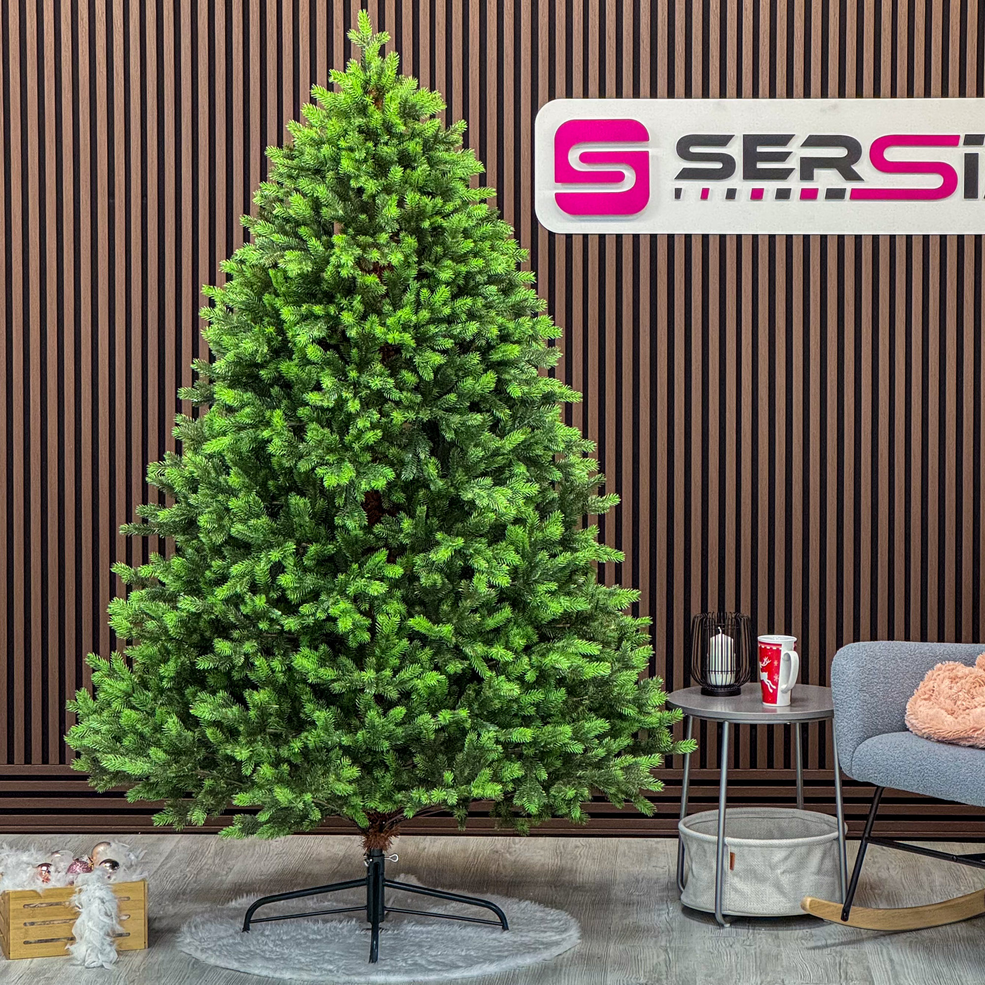 Brad artificial Sersimo, Hollandia, verde cu varfuri verzi, integral 3D, 250 cm