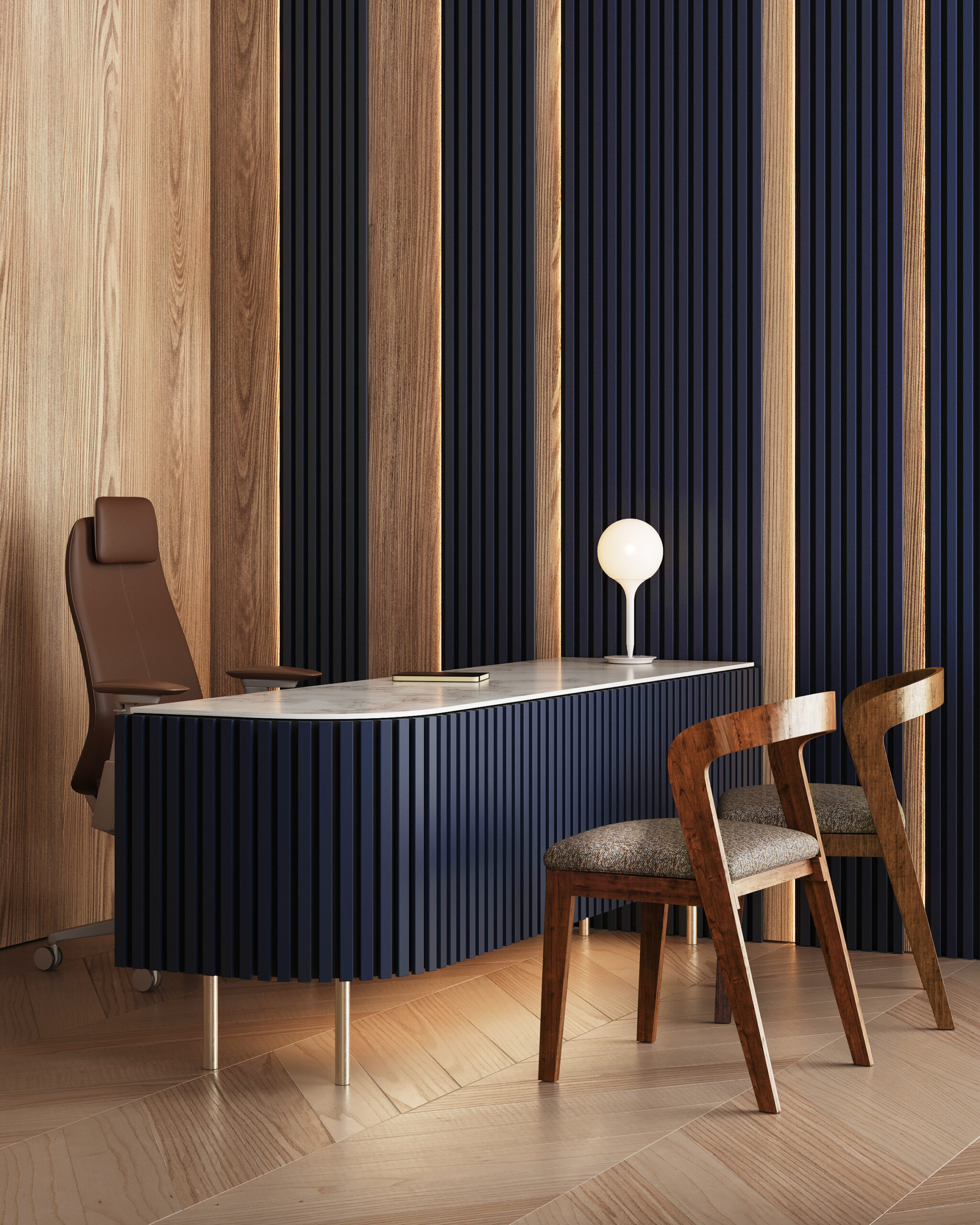 Riflaj MDF decorativ LDA PREMIUM de tip Panou Acustic, Indigo, 260x40 cm - imagine 4