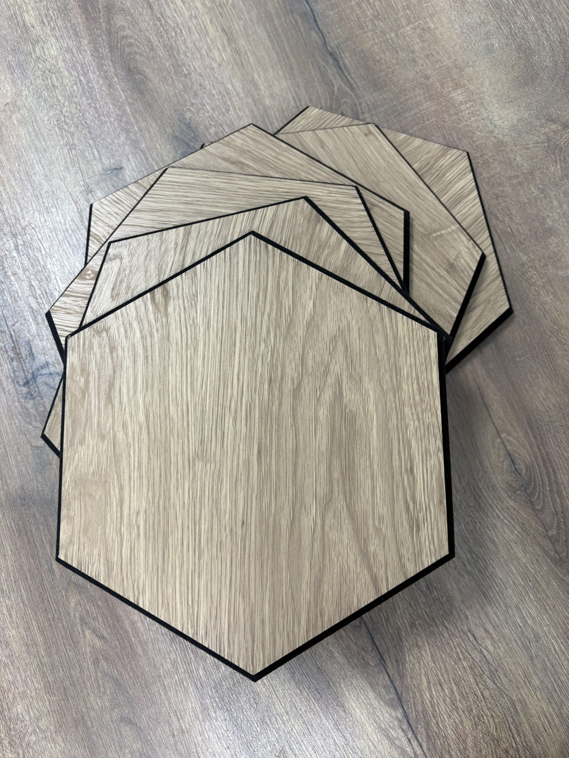 Set 6 panouri decorative hexagonale MDF si fetru, LDA PREMIUM, 30x26 cm, Stejar Saragossa - imagine 11