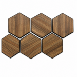 Set 6 panouri decorative hexagonale MDF si fetru, LDA PREMIUM, 30x26 cm, Nuc Modena