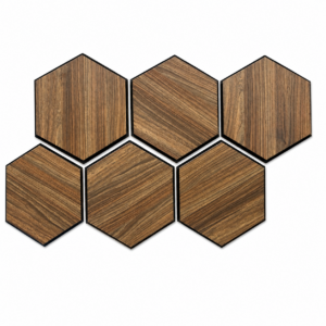 Set 6 panouri decorative hexagonale MDF si fetru, LDA PREMIUM, 30x26 cm, Nuc Modena