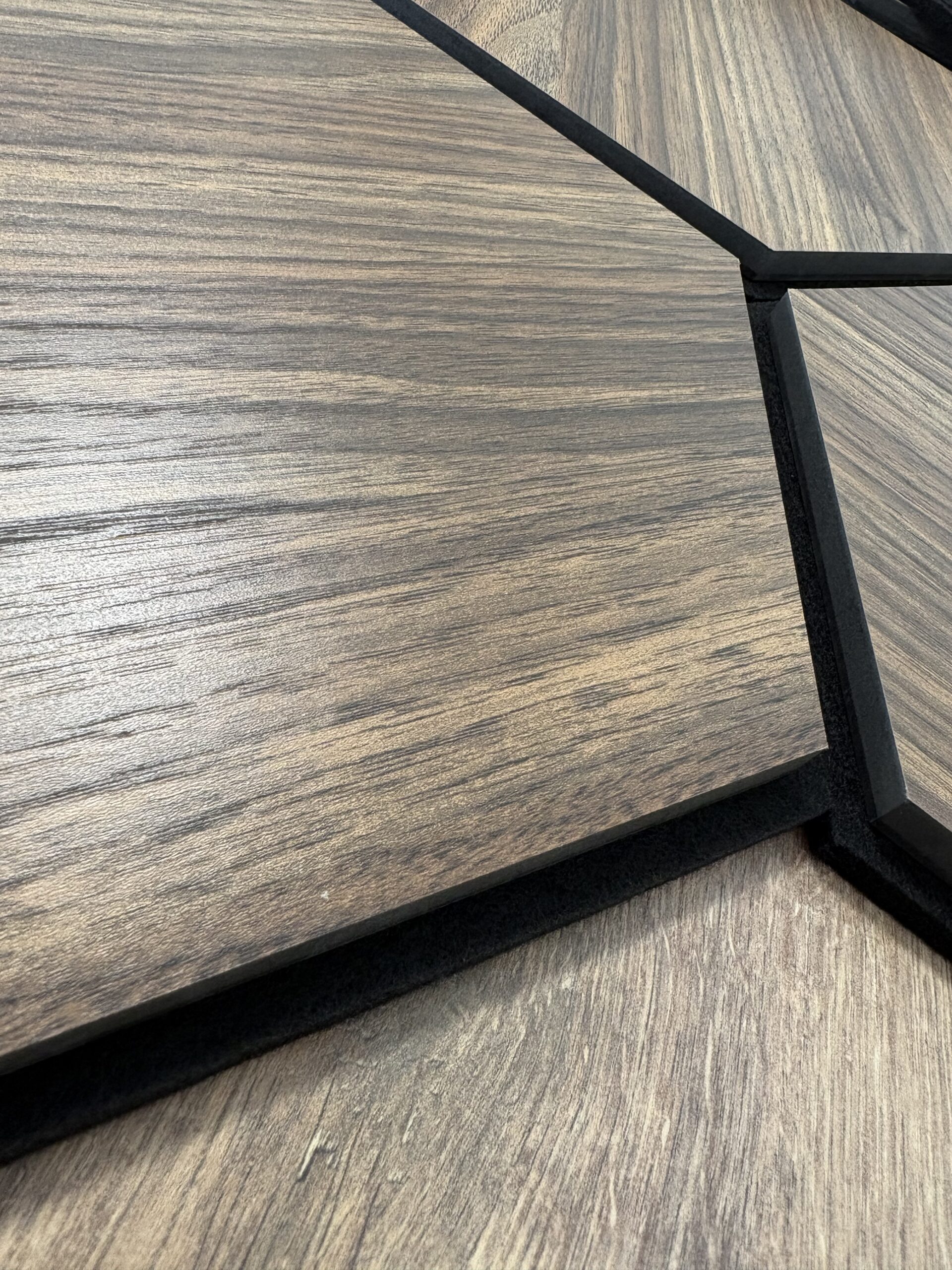 Set 6 panouri decorative hexagonale MDF si fetru, LDA PREMIUM, 30x26 cm, Nuc Modena - imagine 8