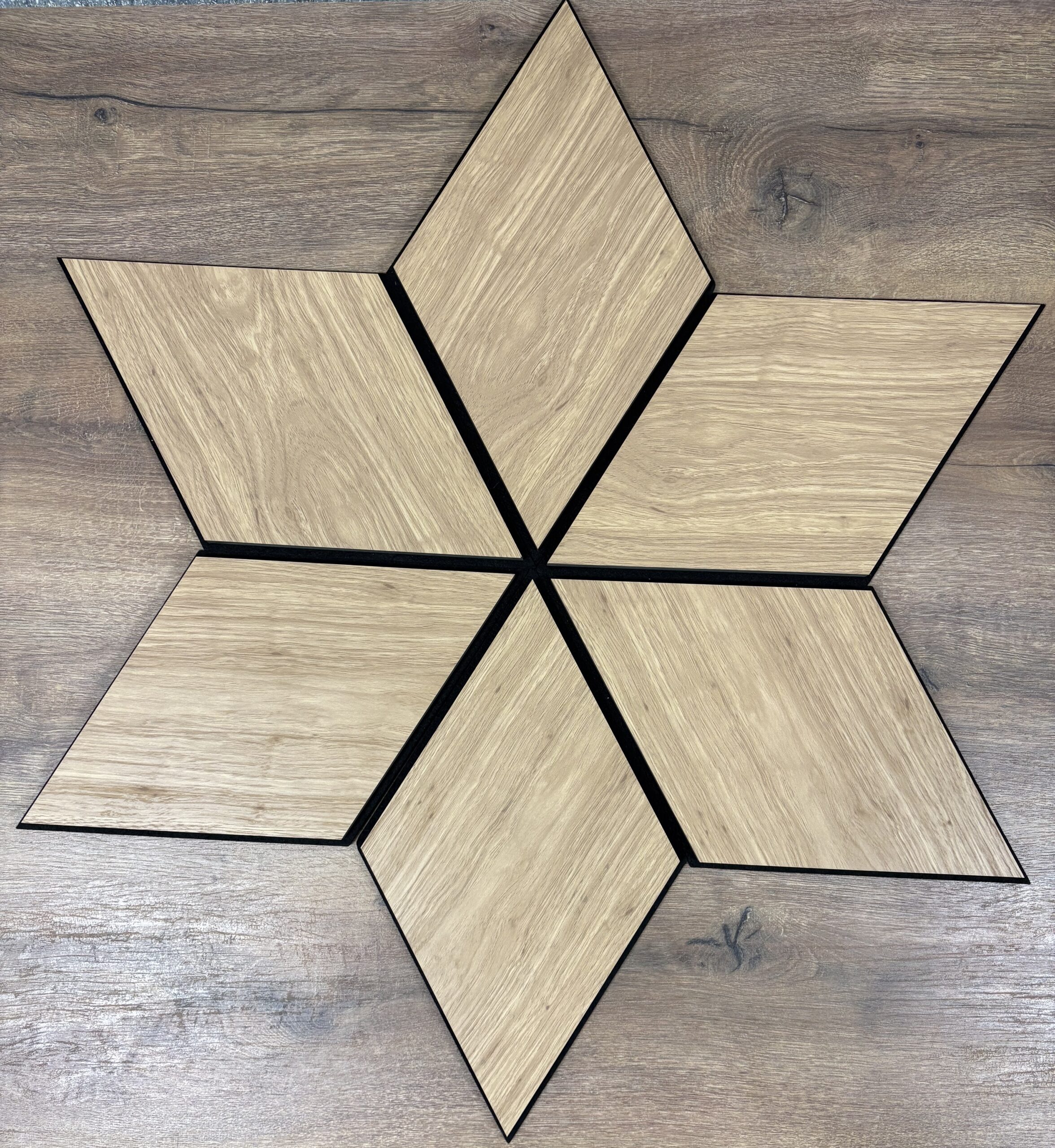 Set 9 panouri decorative romb MDF si fetru, LDA PREMIUM, 40x24 cm, Stejar Saragossa - imagine 7