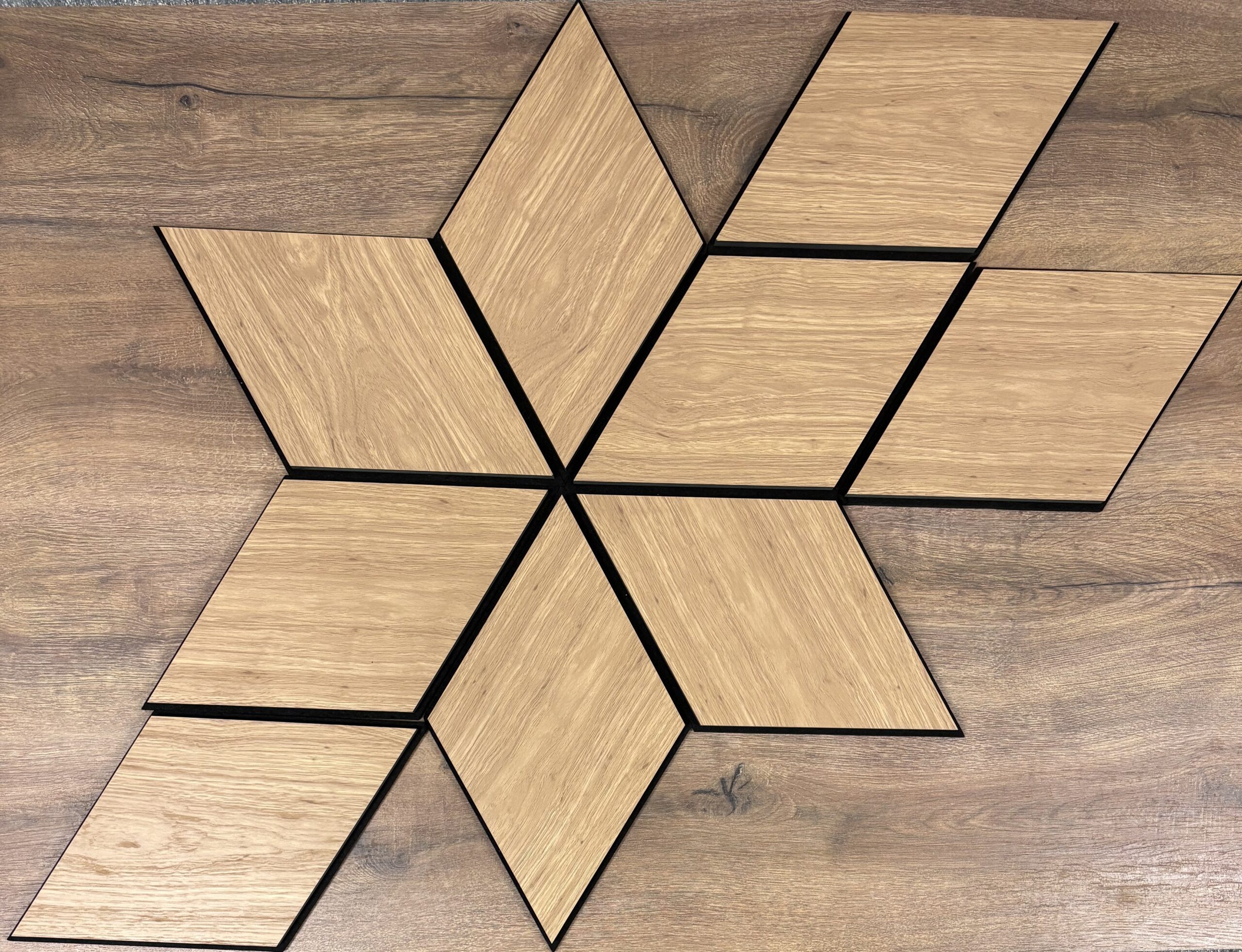 Set 9 panouri decorative romb MDF si fetru, LDA PREMIUM, 40x24 cm, Stejar Saragossa - imagine 8