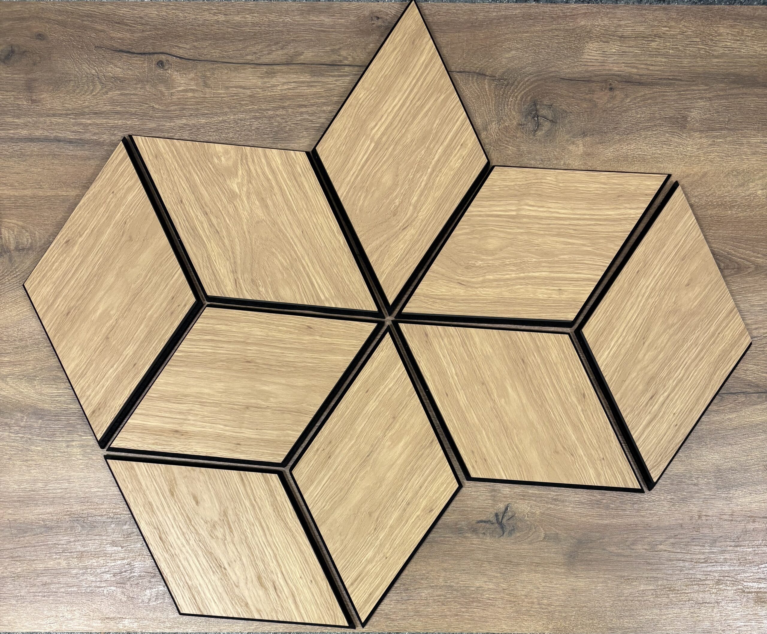 Set 9 panouri decorative romb MDF si fetru, LDA PREMIUM, 40x24 cm, Stejar Saragossa - imagine 13