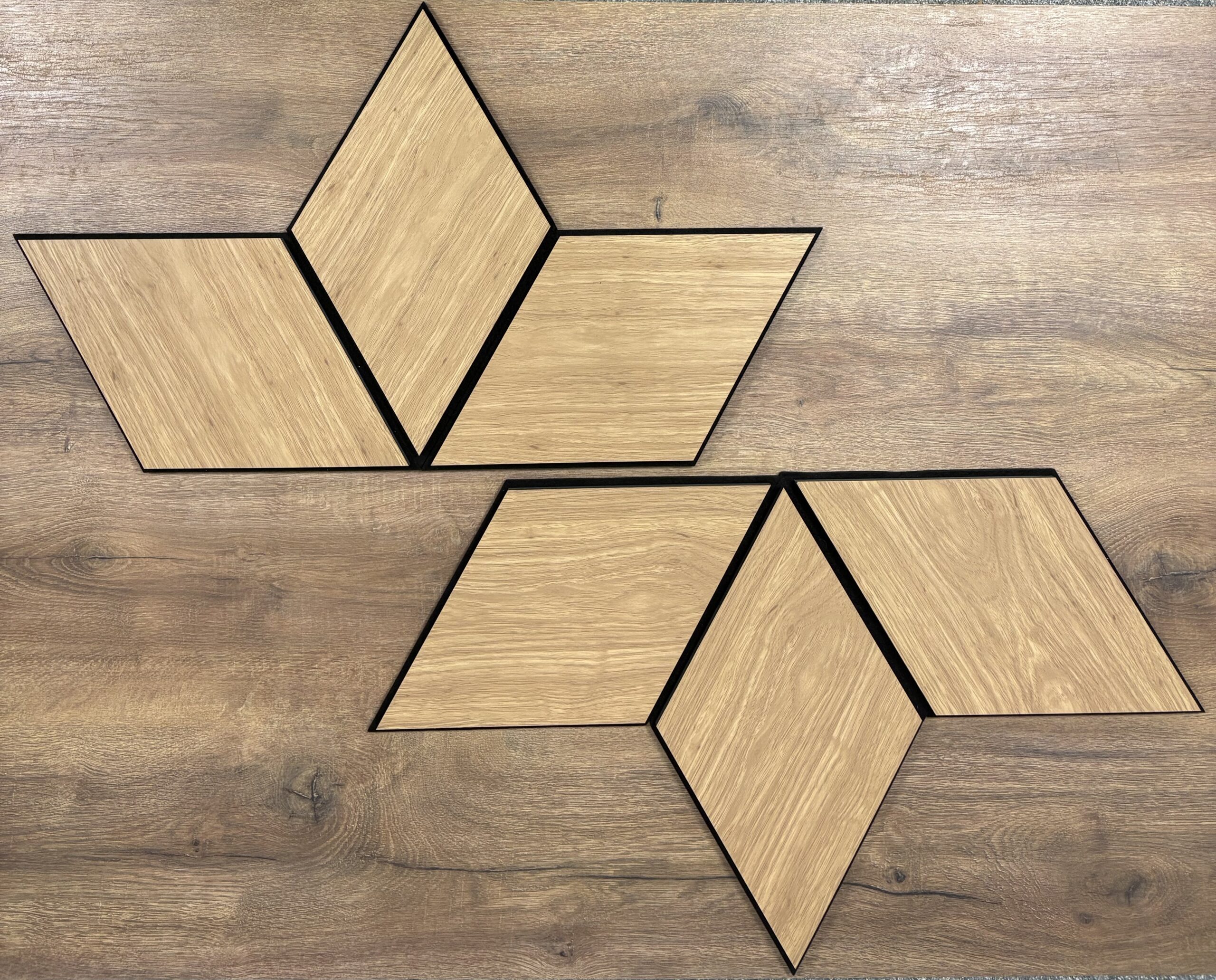 Set 9 panouri decorative romb MDF si fetru, LDA PREMIUM, 40x24 cm, Stejar Saragossa - imagine 14